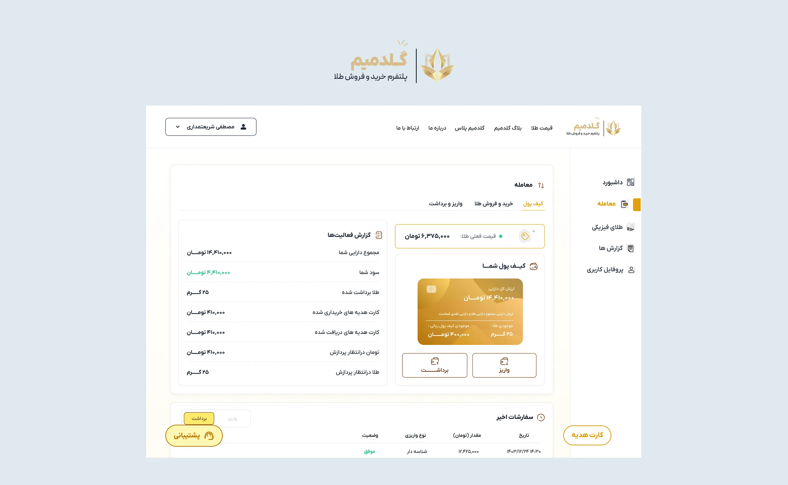 Goldmim product screens, board 4 of 6